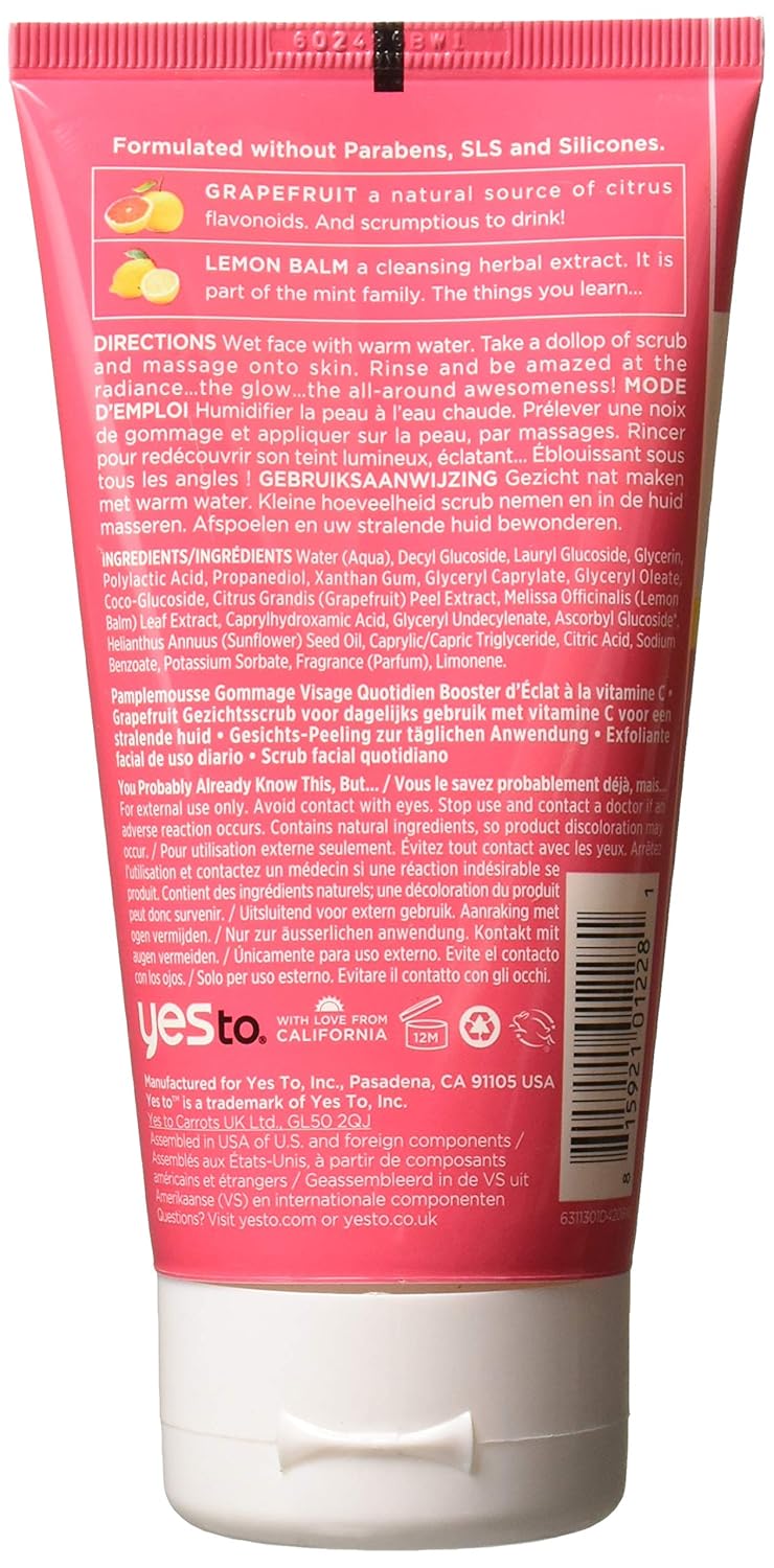 Yes To Grapefruit Vitamin C Glow Boosting Daily Facial Scrub, 4 Ounce: Beauty