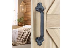 Eumtenr Sliding Barn Door Handles, 9 Inch Heavy Duty Rustic Design Barn Pull Handle, for DIY Sliding Barn Door, Gate, Shed, Garage | Square Solid Metal Material, Matte Black Powder Coated Finish