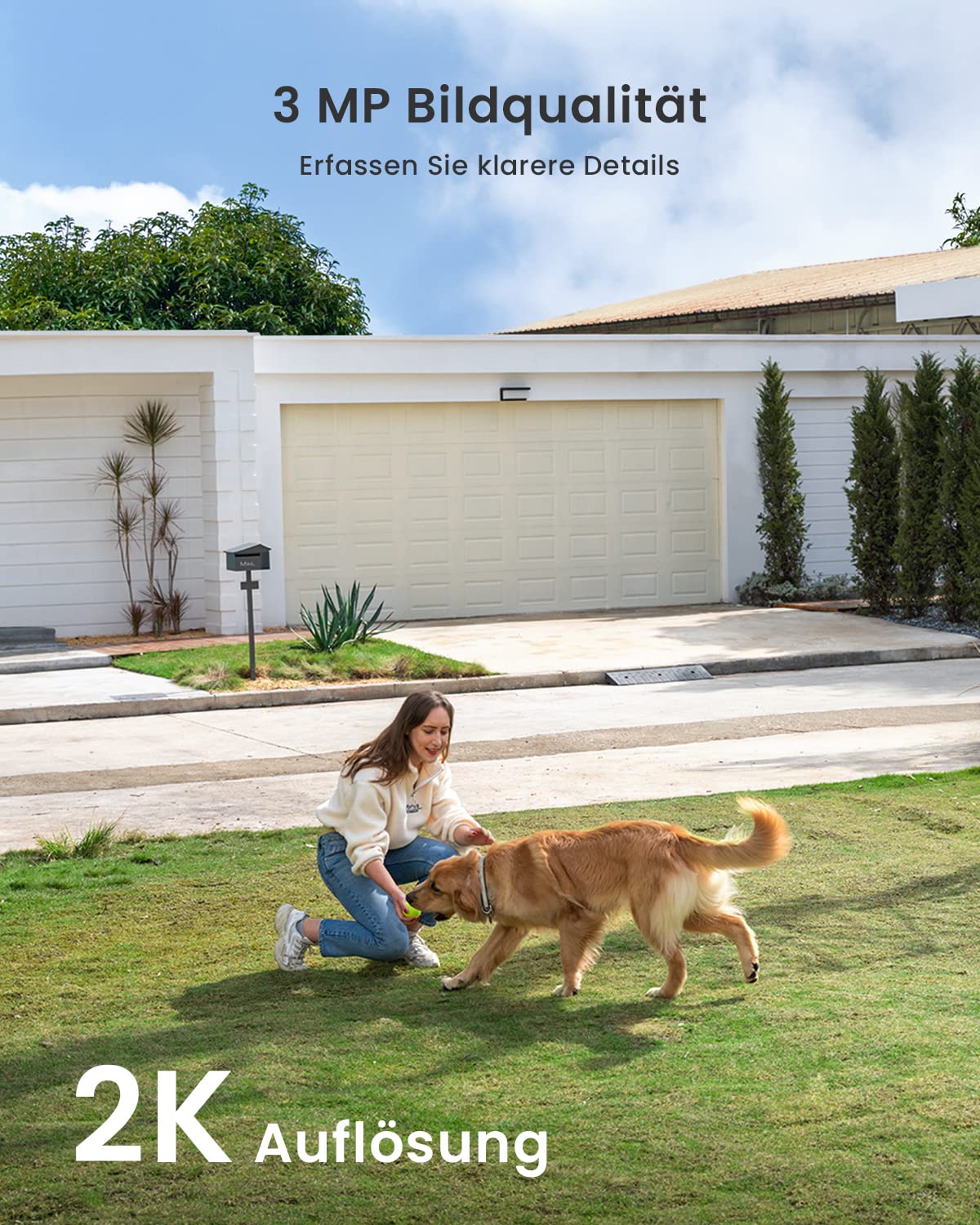 ieGeek 2K/3MP Überwachungskamera Aussen Akku，WLAN Kabellose Überwachungskamera außen/innen mit farbige Nachtsicht，PIR-Bewegungserkennung，Cloud/Memory Card，IP66，2-Wege Audio，2,4 GHz 2