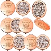 Unittype 10 Pcs Inspirational Compact Mirror for Women Thank You Gifts Bulk Travel Pocket Mirror Employee Appreciation Gift for Women Employee Nurses Staff (Rose Gold)