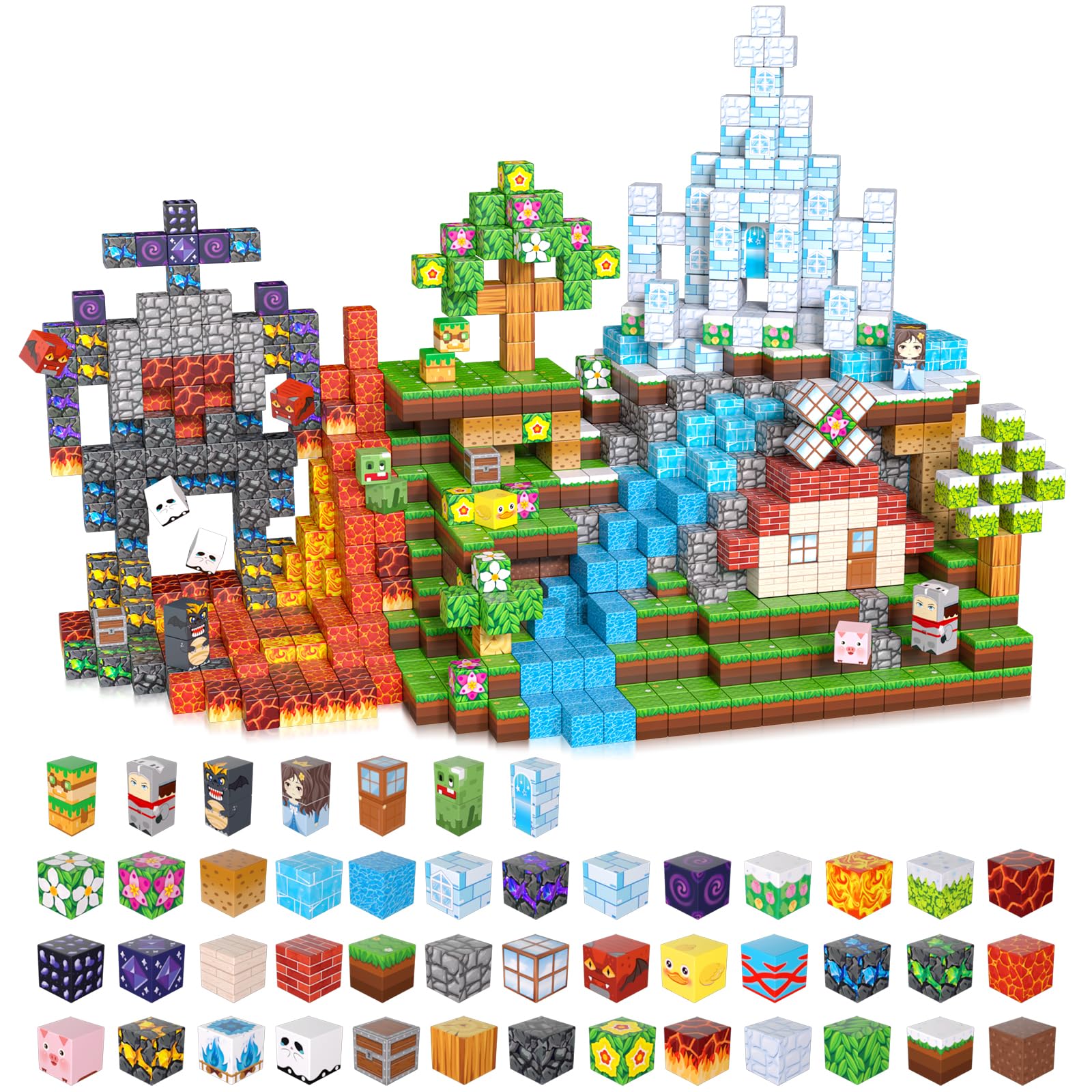 ACELIFE 200PCS Magnetic Blocks, Magnetic Tiles Building Blocks for Kids, Stacking Magnet Cubes STEM Sensory Construction Toys for Toddlers Boys Girls Ages 3 4 5 6 7 8-12 Birthday Gifts