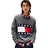 Tommy Jeans Mens Medium Weight Crewneck Sweater with Flag Logo