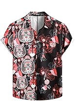 VATPAVE Mens Hawaiian Flamingo Shirts Casual Short Sleeve Button Down Shirt Summer Shirts