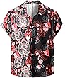 VATPAVE Mens Hawaiian Flamingo Shirts Casual Short Sleeve Button Down Shirt Summer Shirts