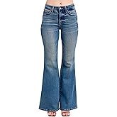 Judy Blue Mid Rise Tummy Control Vintage Wash Back Shield Pocket Flare, Inseam 33"