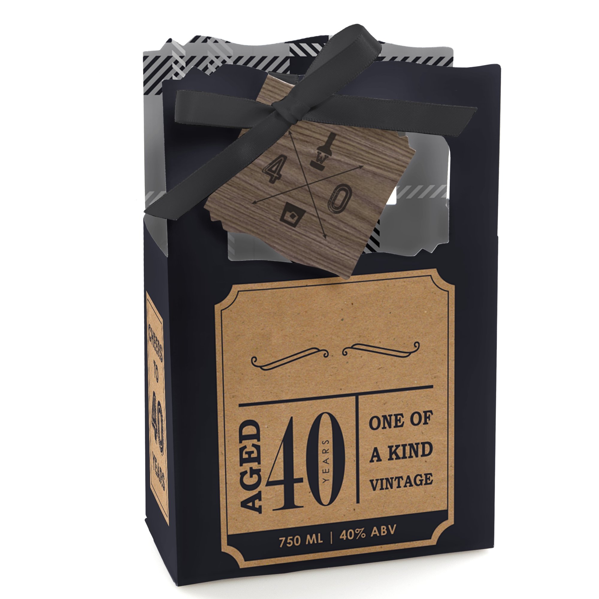 40th Milestone Birthday - Dashingly Aged to Perfection - Party Favor Boxes - Set of 12