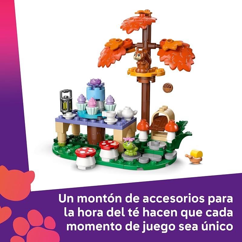 Festa do Chá dos Amigos na Floresta – Role Play com 2 Mini Bonecas, 3 Figuras de Animais de Sapo e Esquilo e Brinquedo Alimentar – Presente de Aniversário para Raparigas 6+ Anos – 42690 — foto 4 de 8