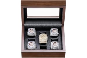 Cooyes Ring Display Case Championship , Sports Baseball Ring Display Case Box for Multiple Rings and for Single/Replica/Softball Ring Display Sports Fan Souvenirs (9 Hole, Walnut)