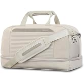 Samsonite Paralux Weekender Duffel Bag, Travel Carry-On Bag with Wide Opening, Drop-Bottom Shoe &amp; Laundry Compartment, AirTag&trade; Holder, StackIt&trade; Strap - Business &amp; Leisure Travel Bag - Stone Grey