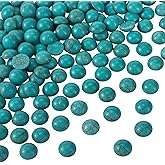 CHANZET 80pcs Blue Turquoise Beads for Jewelry Making 12mm, Synthetic Turquoise Gemstone Cabochons Flat-Back No Hole Dome Cameos Beads for Bracelet Necklace Earrings Making