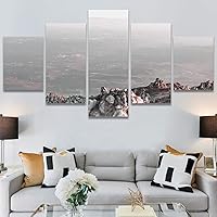 SIGNWIN 5 Panel Canvas Wall Art Modern Art Landscape Modern Multicolor Photography Relax/Calm Rocky for Home Decorations Ready to Hang - 60