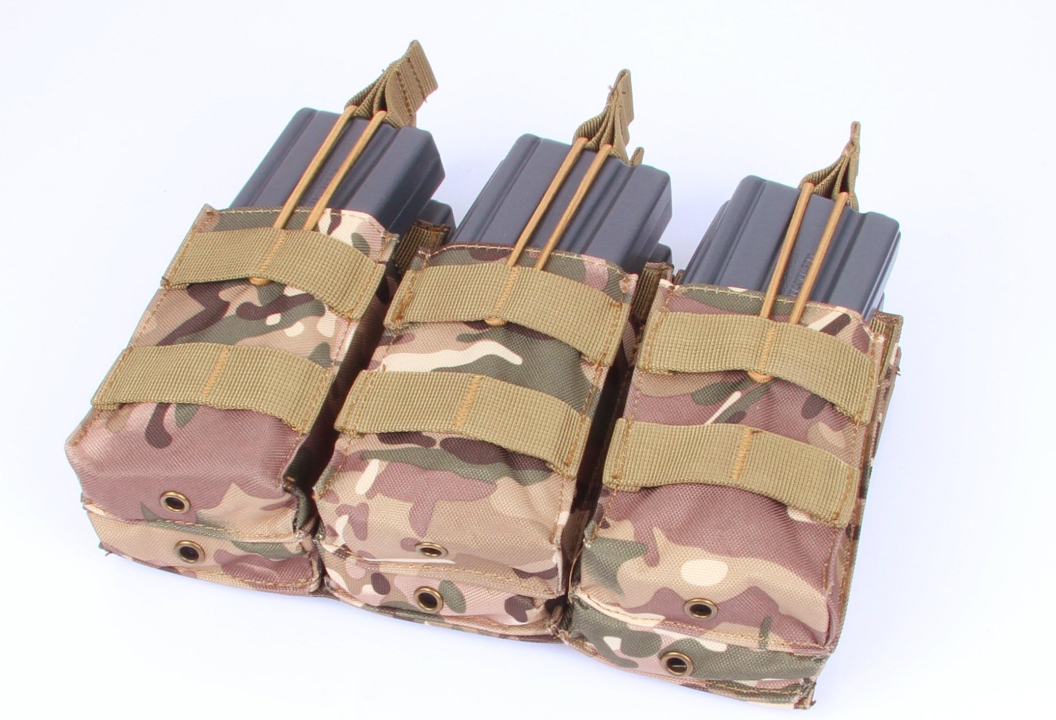 NordStone Tactical Triple Stacker M4 M16 Open Top Magazine Pouch 5.56 MOLLE MAG Pouch with Bungee System