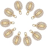 COGCHARGER 10 Pieces Virgin Mary Charm Pendant Brass Cubic Zirconia Pendants Long-Lasting Plated Charm for Jewelry Necklace Bracelet Earring Making Crafts