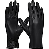 FIORETTO Womens Leather Gloves Winter Touchscreen Warm Wool/Fleece Lined Sheepskin Driving Gloves (Chrome-Free) W24004