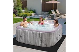 SEGMART 4-6 Person Inflatable Hot Tub, Portable Outdoor Spa with 130 Air Jets, Circulation Heating & Filter System, PVC Blow Up Tub for Backyard & Patio (Square)