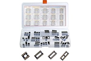 CHIPNEW 60Pcs 19-in-1: SN74LSxx Series Logic IC Assortment Kit+DIP Socket,15 Types 74LS00~74LS574 TTL, Low-Power Schottky Logic IC+4 Types DIP Socket(DIP8+DIP14+DIP16+DIP20)