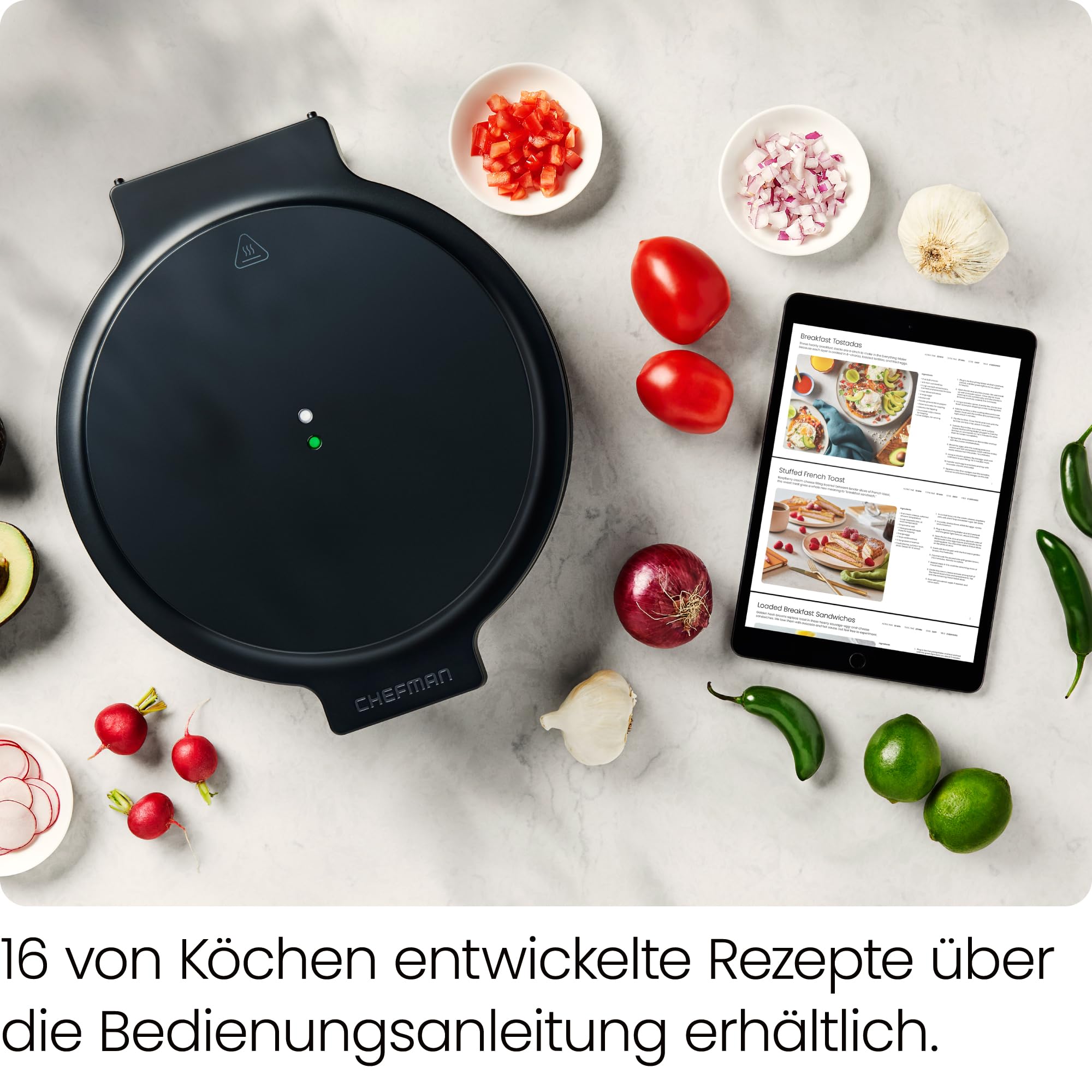 Chefman Everything Maker, 30 cm Pizzaofen mit Antihaft-Kochplatten 6