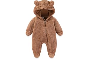 Xifamniy Baby Newborn Girls Boys Winter Clothes Suit Snowsuit Fleece Jumpsuit Footie Romper Warm Hooded Outwear 0-12 Months