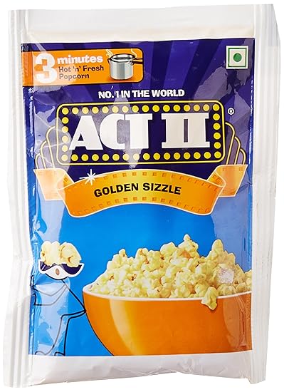 Act II Instant Golden Sizzle Popcorn, Combo Pack, 60g (Pack of 3)