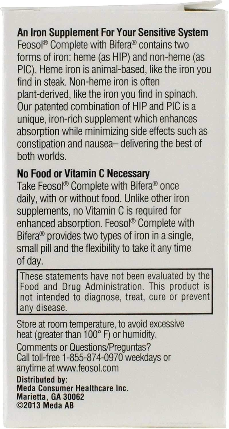 Feosol Complete with Patented Bifera Iron Caplets, 30ct: Health & Personal Care