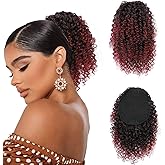 fallsea Drawstring Ponytail for Black Women Curly Bug Red Ponytail Extension for Black Women Synthetic Hair Extensions Short Afro Curly Ponytail Hair Pieces