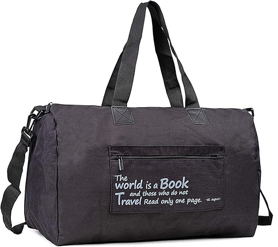 Amazon Rolekim ボストンバッグ レディース メンズ 折りたたみ バッグ 旅行 キャリーオンバッグ 3way ジムバッグ ショルダー付き 軽い ブラック ボストンバッグ