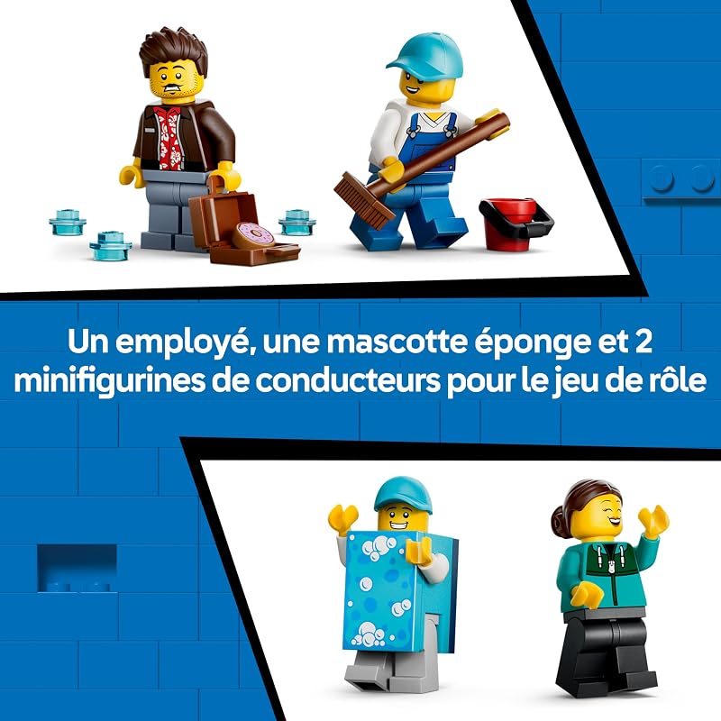 City La Station de Lavage Automatique - Jouet de Construction - Maquettes de Voitures, Fonction Nettoyage & 4 Minifigurines avec Accessoires - Cadeau d'anniversaire pour Garçon dès 6 Ans 60497 — photo 7 sur 8