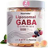 Vigorintha Liposomal GABA Gummies 500mg for Adult with 5-HTP & L-Theanine -Sugar Free Calm Gummies with GABA Supplement for Calm, Fcous & Relaxation - Vegan, 60 Servings, Mixed Berry Flavor