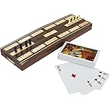 Cribbage Board Game Folding Classic Wooden Cardinal Games Solid Wood 3 Track Front Travel Size Card Storage Box - 5 Inch