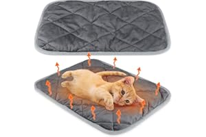 Clysee 2 Pack Self Heating Cat Mat Self Warming Pet Pads Washable Kennel Mat Dog Crate Pad Reflects Body Heat Non Skid Cat Thermal Pads for Puppy Indoor Outdoor(Gray,16 x 20 Inches)