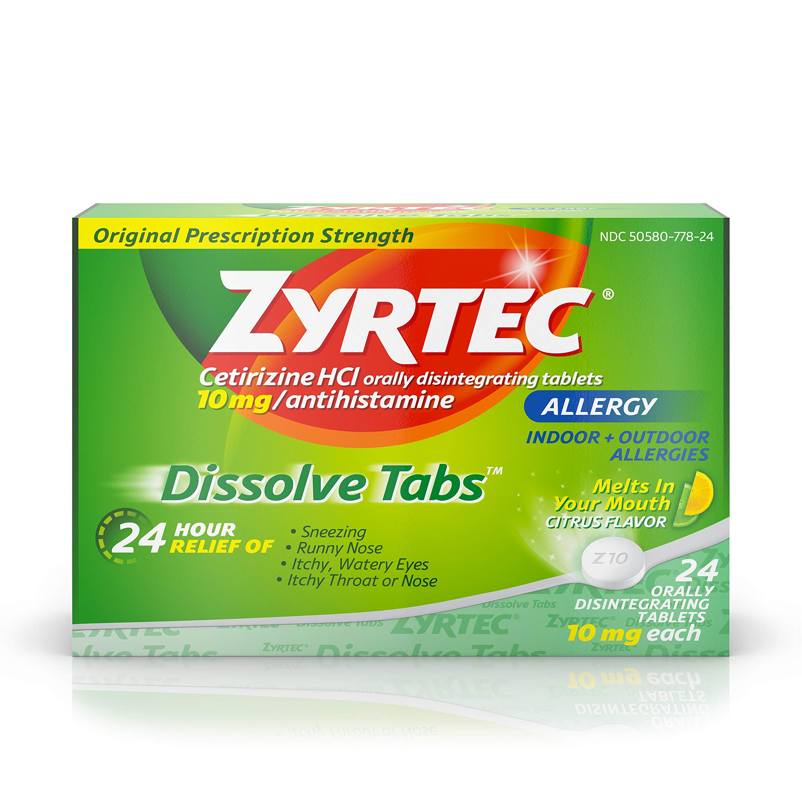 Zyrtec 24 Hour Allergy Dissolve Tablets With Cetirizine HCl