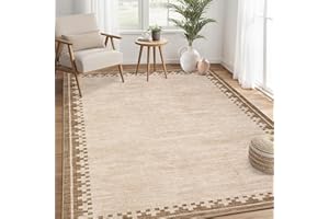 GarveeHome 4x6 Area Rug for Dining Room Machine Washable Floor Carpets for Living Room Modern Solid Bordered Throw Rugs Conte