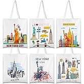 Paterr 6 Pcs New York Souvenir Gifts Tote Bags Canvas City Themed Grocery Shopping Bag Tote City Travel Souvenirs Gifts for Women