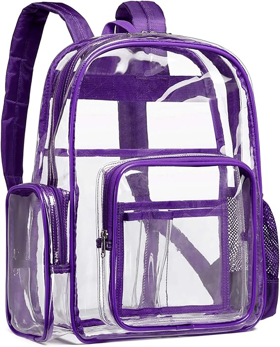 Clear Backpack, Fcolor Heavy Duty Clear Backpack Reinforced Straps