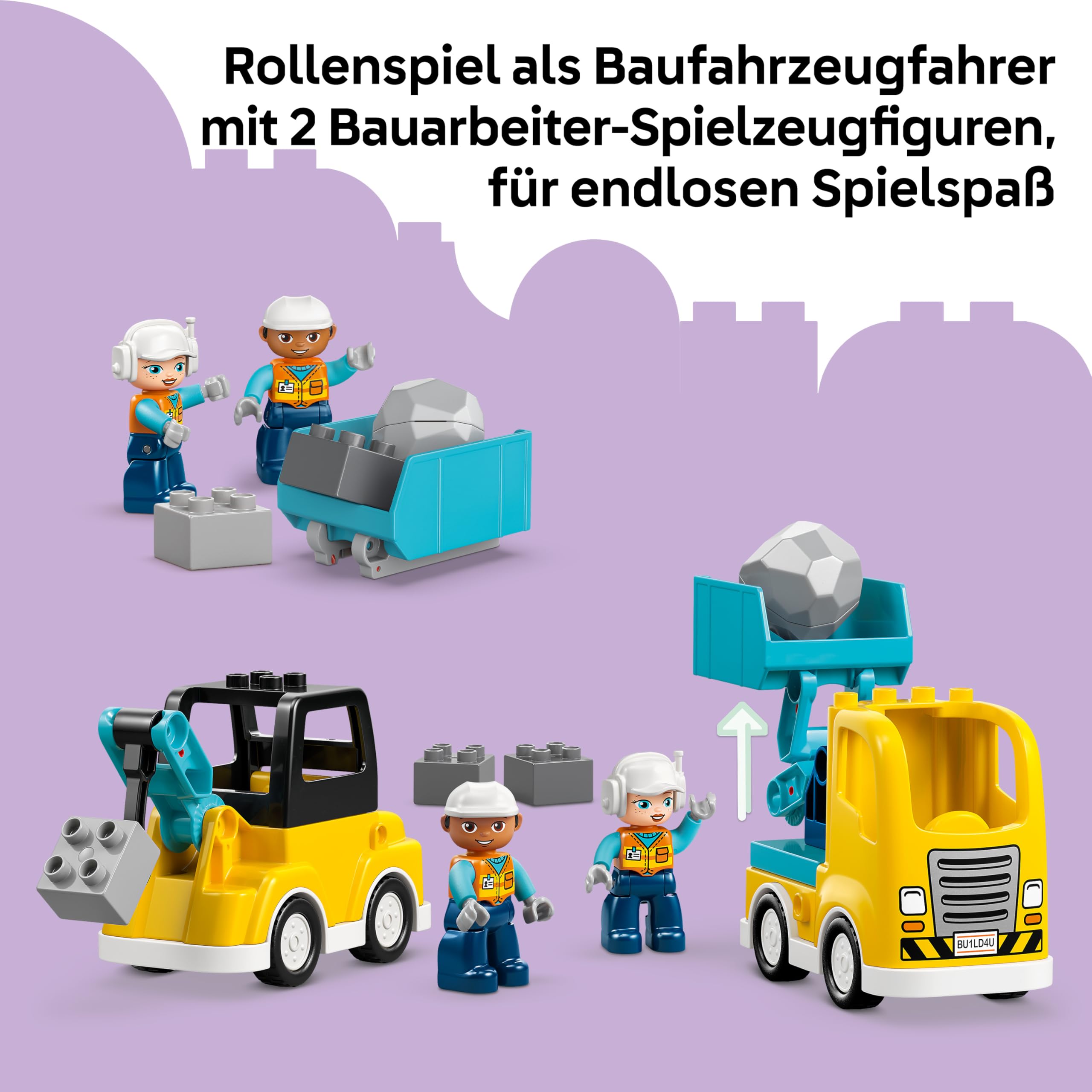 LEGO DUPLO 3-in-1 Baufahrzeuge - Pädagogisches Montessori Spielzeug für Kleinkinder mit Lastwagen, Bagger und Radlader - Geburtstagsgeschenk für Jungen und Mädchen ab 2 Jahren - 10475 5