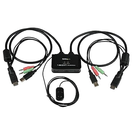 StarTech.com 2 Port USB HDMI KVM Switch mit Audio und Fernschalter (Desktop Umschalter USB Powered, 1920x1200)