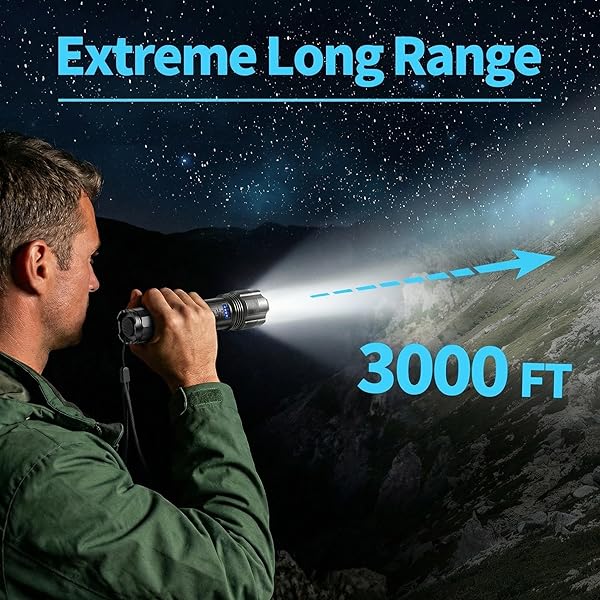 JTVCVQOF RECHARGEABLE TACTICAL FLASHLIGHT: ULTRA BRIGHT HIGH-LUMEN LED BEAM WITH USB-C CHARGING, HEAVY DUTY MID-SIZE TORCH FOR HOME POWER OUTAGE, CAR EMERGENCY & OUTDOOR ADVENTURE
