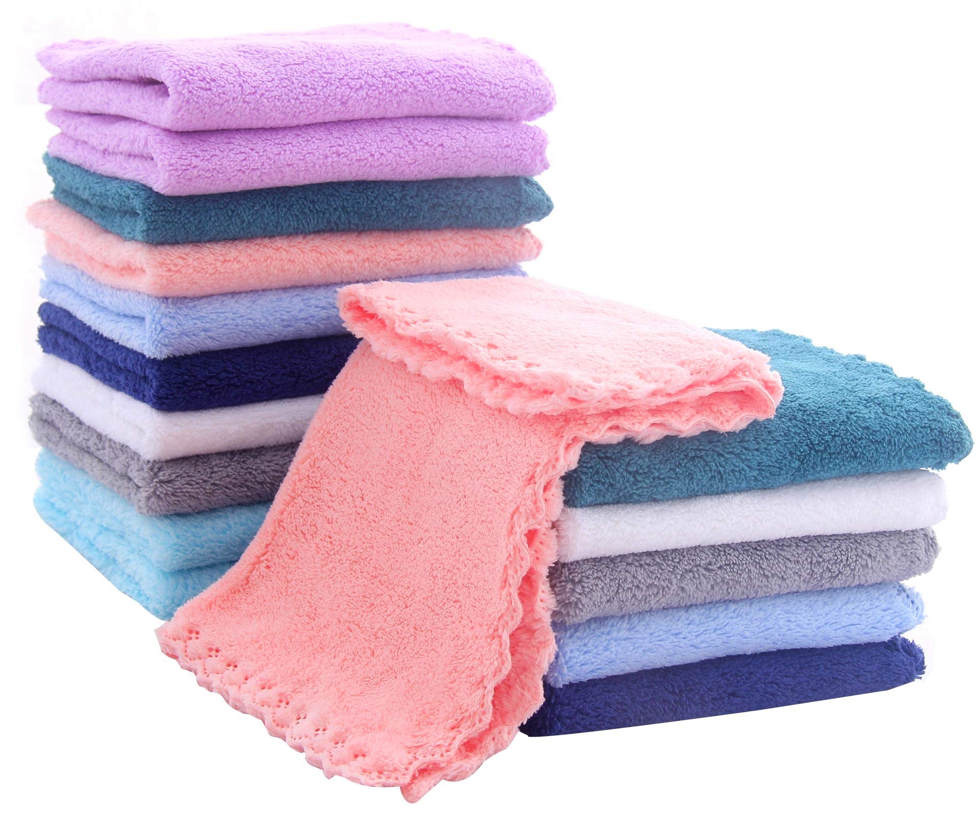 Photo 1 of Baby Washcloths - Luxury Multicolor Coral Fleece - Extra Absorbent and Soft Wash Clothes
