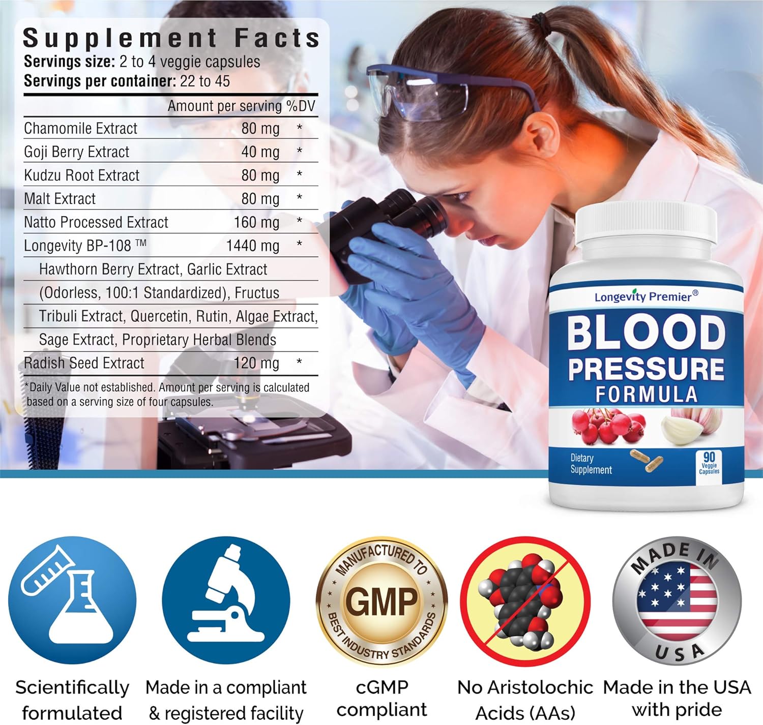 [2-Bottle Value Pack] Longevity Blood Pressure Formula -Scientifically formulated with Hawthorn & 12+ top Quality All Natural Herbs: Health & Personal Care