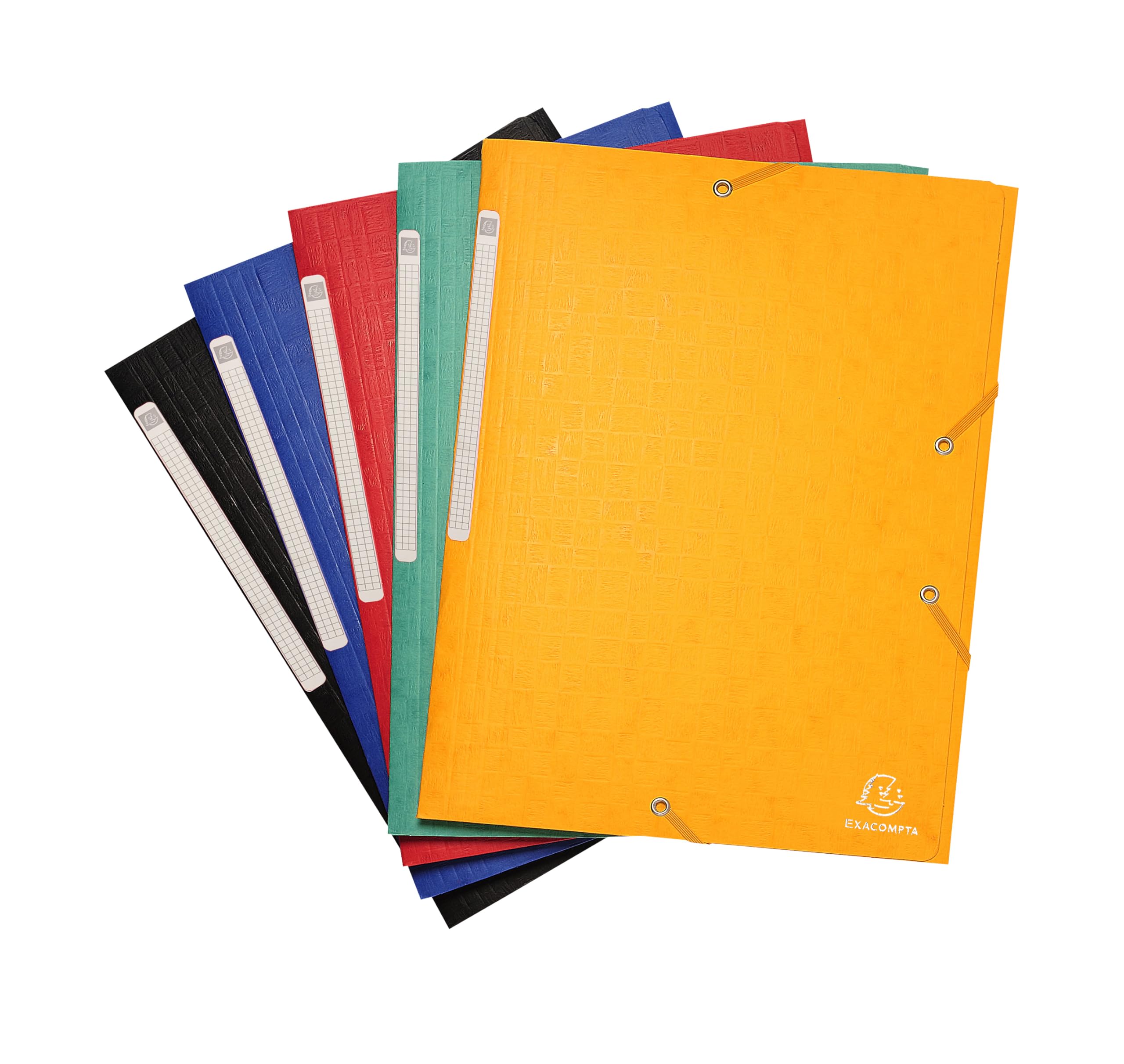 Exacompta - Ref 55750E - Scotten Elasticated 3-Flap Folders - Suitable for A4 Documents, 425gsm Embossed Mottled Pressboard, FSC-Certified - Assorted Colours (Pack of 10)