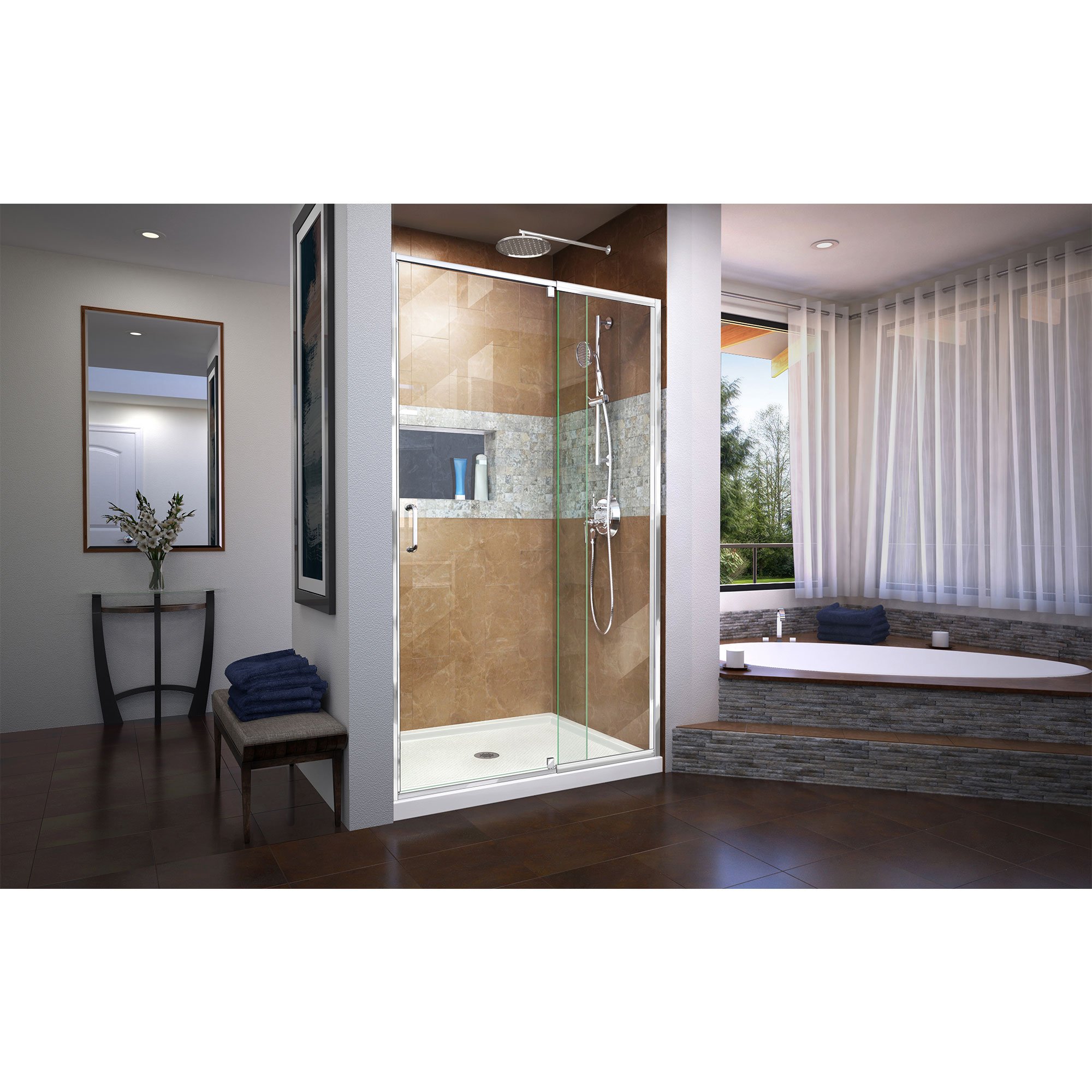 DreamLine Flex 44-48 in. W x 72 in. H Semi-Frameless Pivot Shower Door in Chrome, SHDR-22487200-01