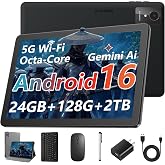 UBDXBD 10 Inch Tablet, Latest Android 16 Tablet | 24GB+128GB+2TB TF, 8000mAh Battery,Dual Camera,WiFi 6, BT 5.4, 2-in-1 Tablets with Keyboard Mouse Pen Protective Case