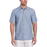 Cubavera Mens Linen Button Down Short Sleeve Shirt