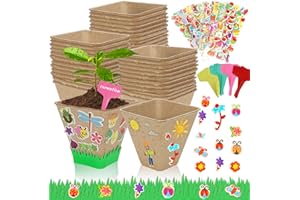 NNG 40 Set Garden Paper Pot Craft Kit,40Pcs Paper Mache Pots Peat Plant Pots with 400pcs Adhesive Foam Stickers & 40Pcs Pots Labels,Flower Plant Spring Craft for Kid DIY Flower Planting