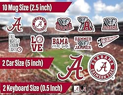 University of Alabama Stickers for Gift, Car, Water