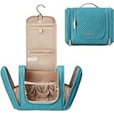 BAGSMART Atlas Travel Toiletry Bag for Women, Hanging Toiletry Bag with Hook, Travel Cosmetic Makeup Bag Travel Organizer for Accessories, Shampoo, Full Sized Container, Toiletries,Blue-Medium