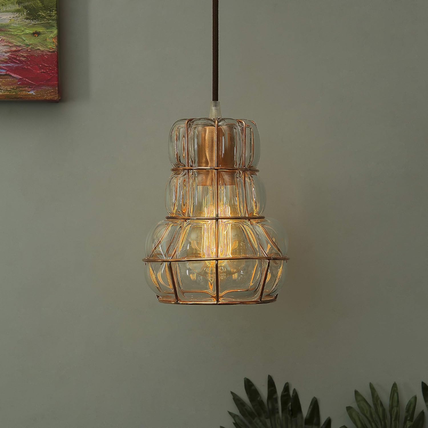 Homesake Crown Glass Blown Metal Pendant Light Edison Industrial