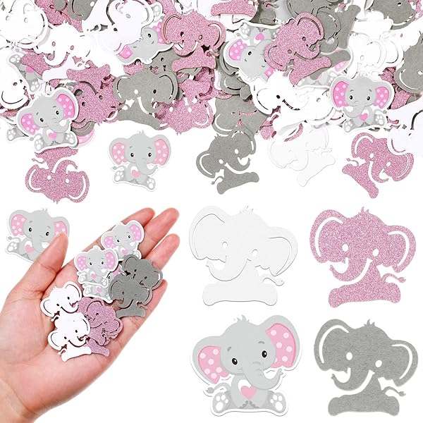 24 Piece Elephant Baby Shower Centerpieces - Purple Elephant Table Toppers For Girls Party