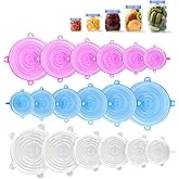 GRIDAF Silicone Stretch Lids, 6 Pack Silicone Lids, 6 Sizes Silicone Bowl Covers Reusable for Cups, Bowls and Dish, Flexible, Round and Rectangle Fit