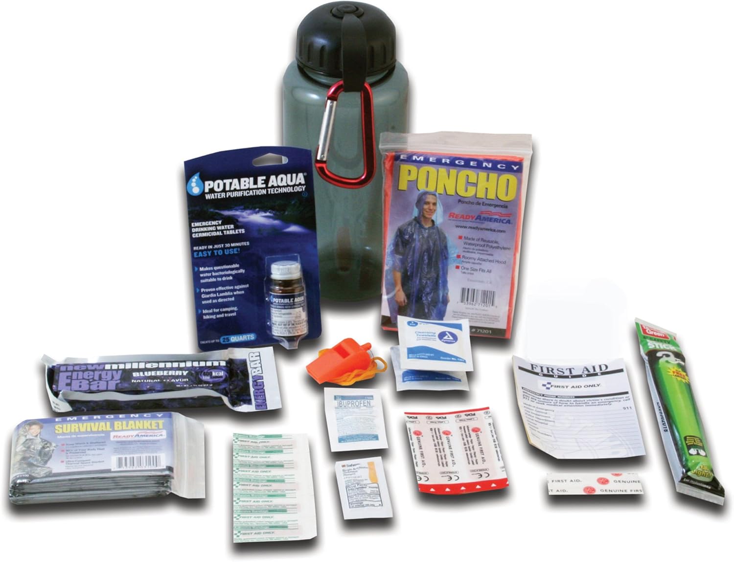 Ready America 70060 Deluxe Water Bottle Survival Kit - Workplace First Aid Kits - 